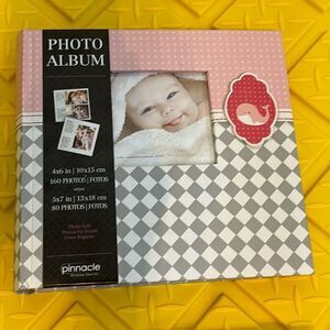 Pinnacle Pink and Gray Photo Album with Whale and Checkers